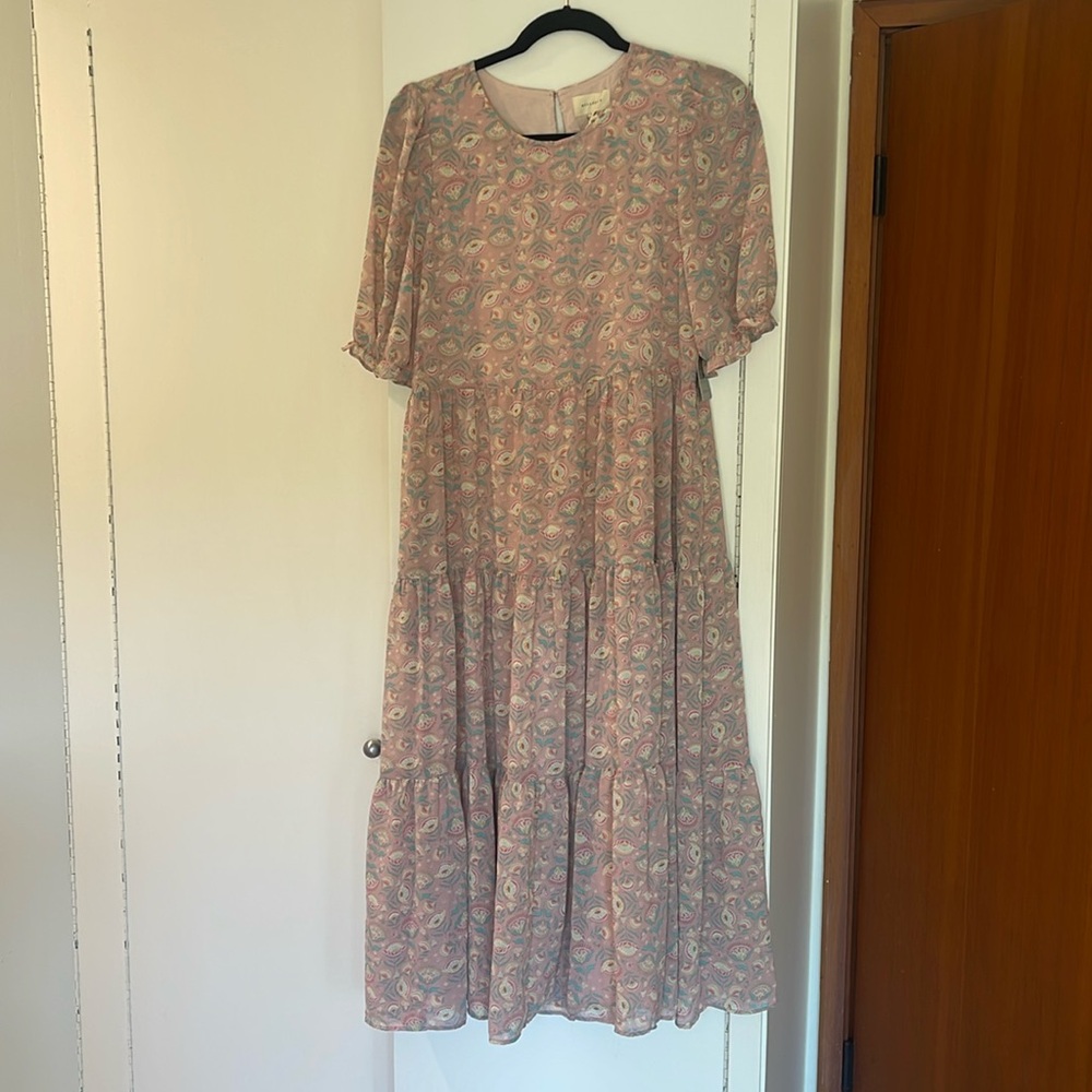 Melloday Pink Floral Short Sleeve Dress Size Small